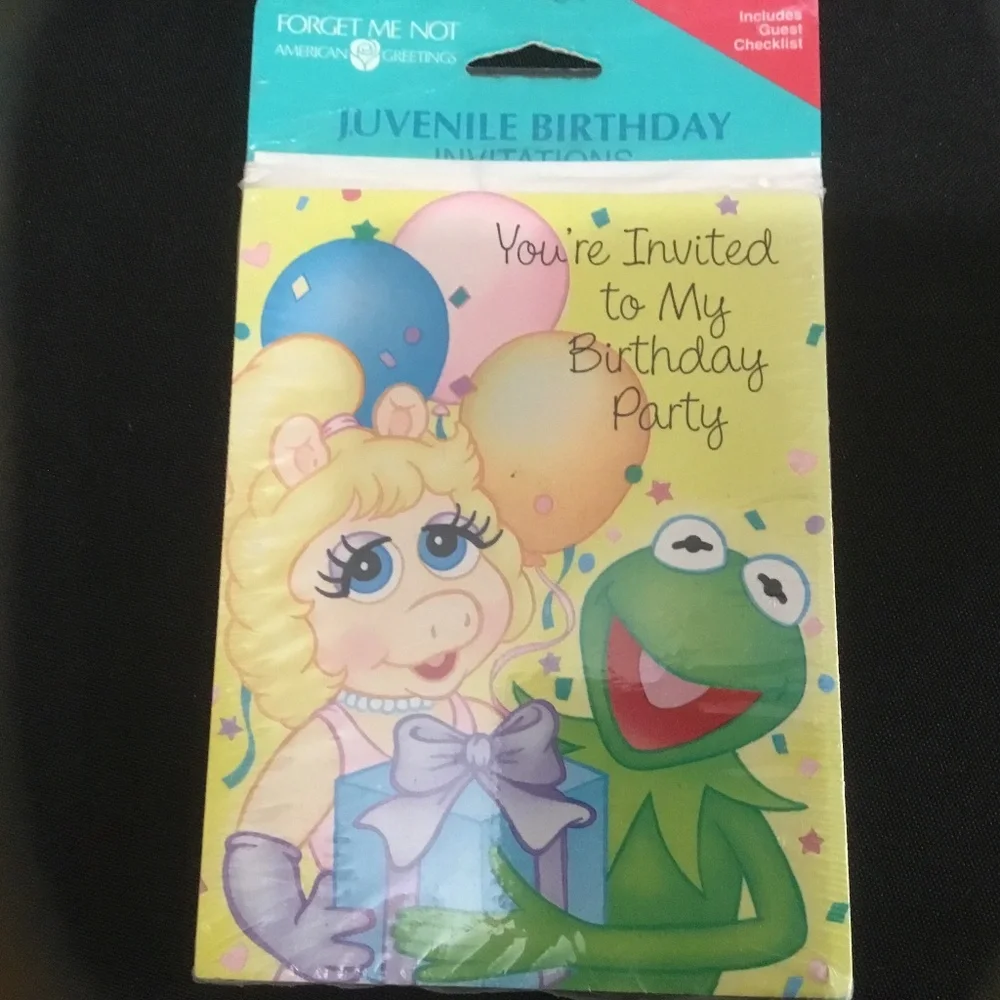 Muppets Miss Piggy and Kermit the Frog Birthday Invitations